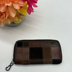 Pelle Brown Suede Patchwork Vintage Leather Wallet